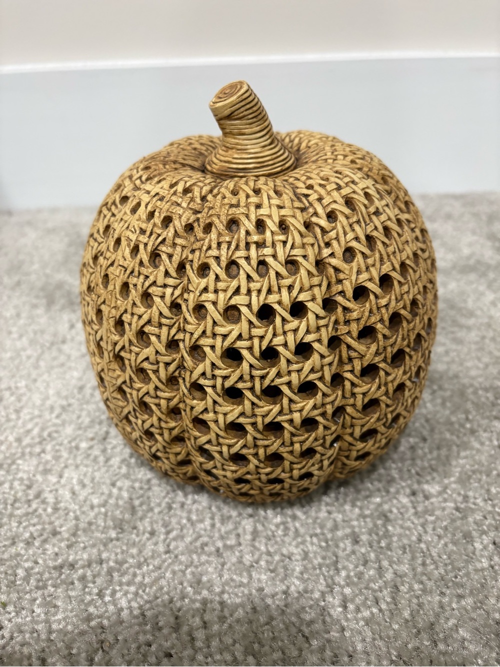 Woven faux Rattan Decorative Pumpkin - Natural Tan